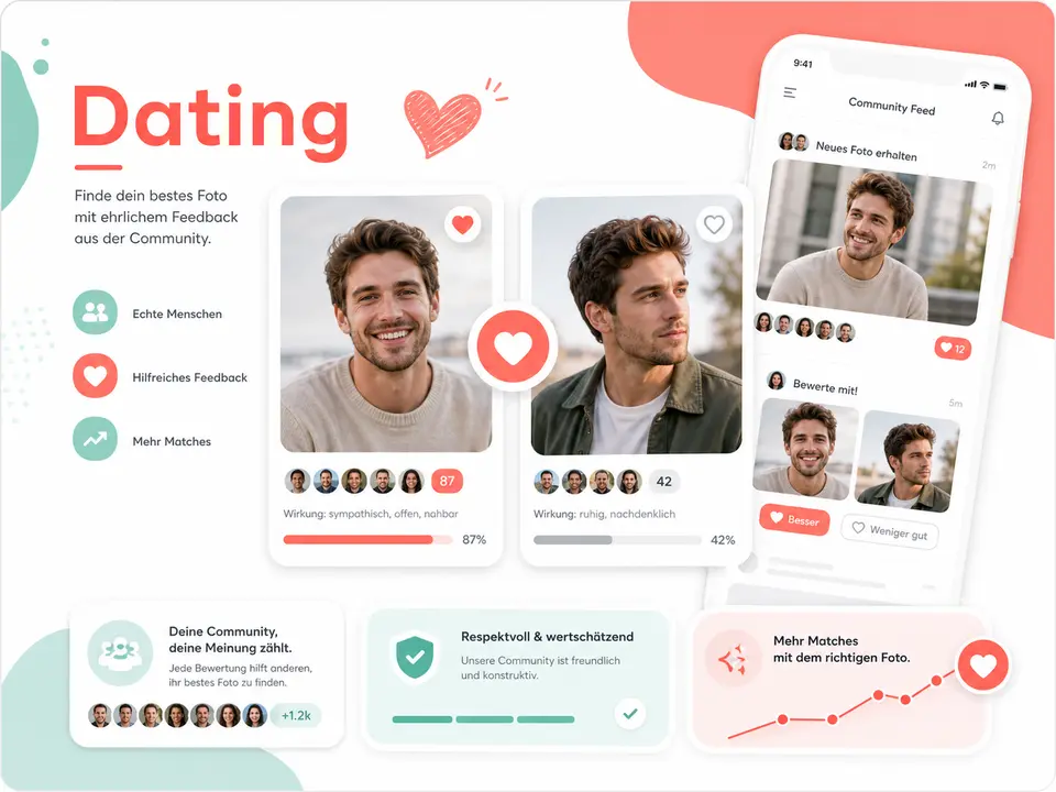 Hinge Profilbild mit Dating-Feedback testen
